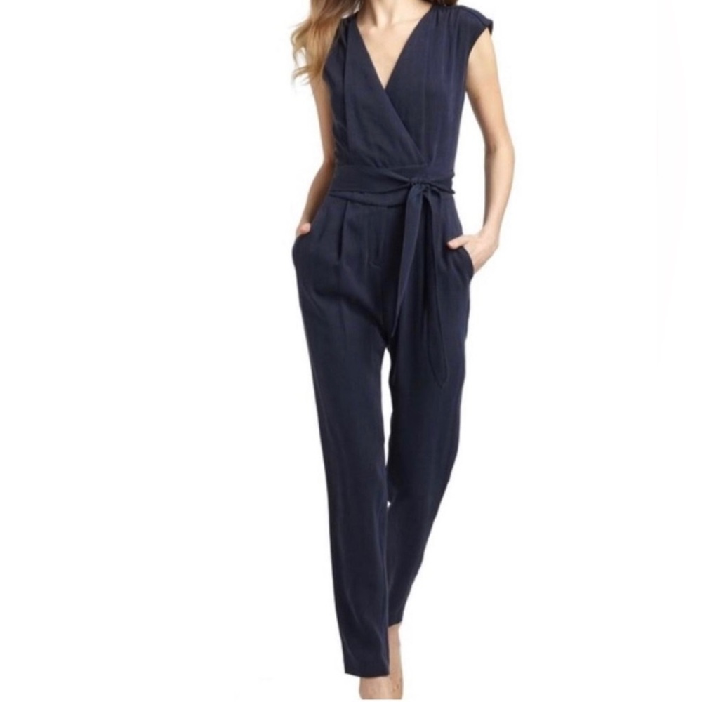 Rebecca Taylor Navy Wrap Jumpsuit Sz 6